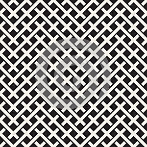 Weave Seamless Pattern. Stylish Repeating Texture. Black and White Geometric Vector Illustration.