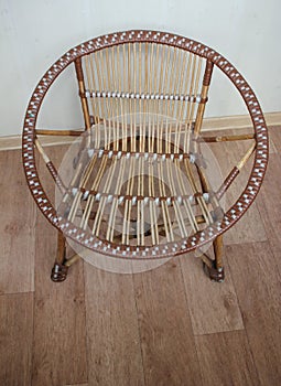 weaved armchair on the balcony