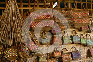 Weaving bag souvenirs at Ilig iligan beach in Aklan, Philippines