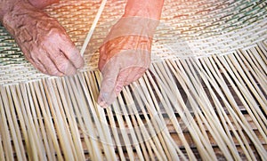 Weaving bamboo basket wooden - Old senior man hand working crafts hand made basket for nature product in Asian