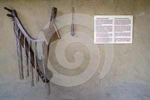 Weaving tools at the archeological park in Szazhalombatta, Hungary