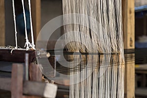 Weaving on a traditional Lao-Thai style loom