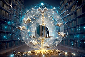 Weaving the Web of Learning, Illuminating Books, AI Generated