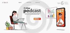 Student woman watching online lecture