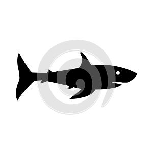 Vector illustration of a black silhouette shark.