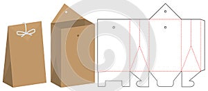 Paper Bag packaging die cut template design. 3d mock-up