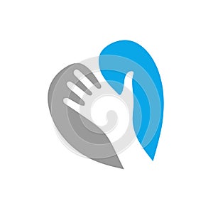 Webcreative hand with love color logo