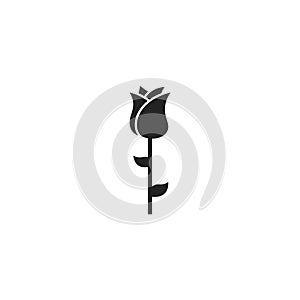 Rose Glyph Vector Icon, Symbol or Logo.