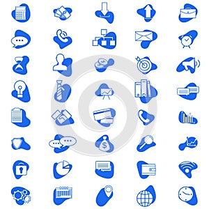 Set of vector business icons. Simple business icons. Flat minimal design style. In blue color
