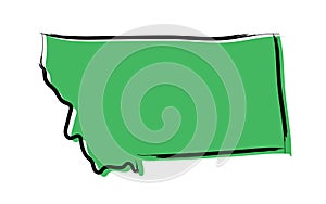 Stylized green sketch map of Montana photo