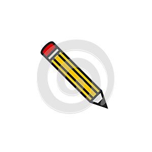Pencil Flat Icon Vector, Symbol or Logo.