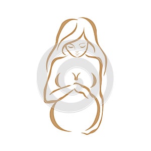 Web. Pregnant women in third trimester of pregnancy. Illustration for websites, magazines and brochures.