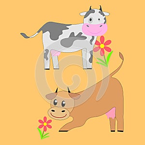 Cow set. different mood, different colors. A calf and a bull in the set as well