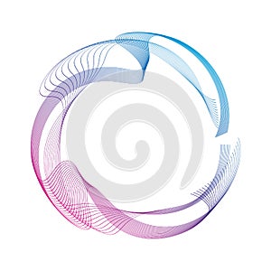 Wave of many colored lines circle frame.