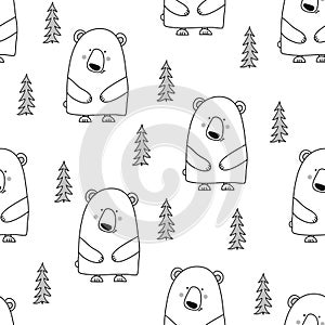 Bear pattern design with pine tree.