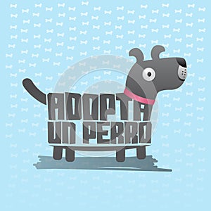 Adopta un Perro, Adopt a Dog, Vector icon with dog shape photo