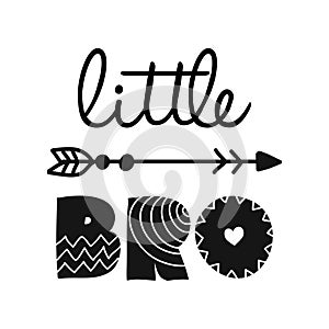 Little Bro, lil Brother - Scandinavian style illustration text for clothes. photo