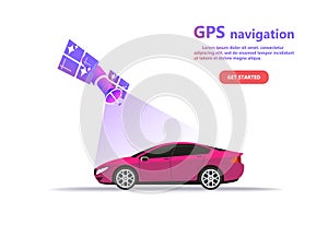 GPS navigation concept car and Satellite navigation systems isolated