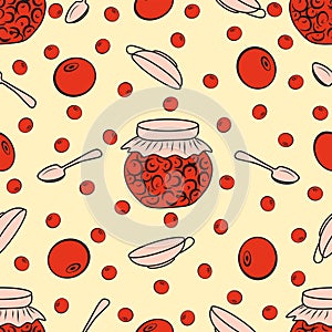 Seamless pattern. Cherry jam.