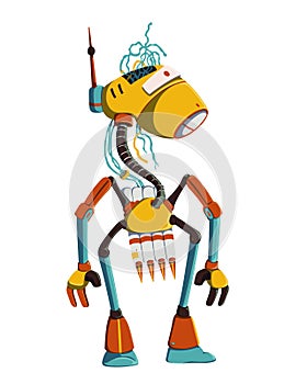 Cartoon robot character. Technology, future. Artificial intelligence design concept. Isolated on white background.