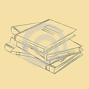 Stack of books on light background, vector illustration
