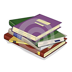 Stack of books on light background, vector illustration