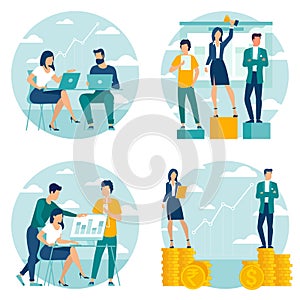 Flat design business  concept set.