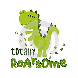 Totally roarsome awesome - Cute Dino print design photo