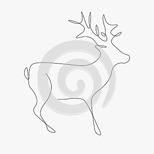 Deer animal silhouette line drawing, vector