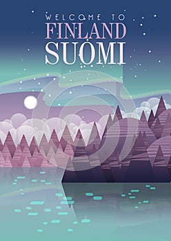 Finland. Travel poster. Suomi postcard. photo