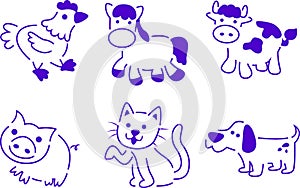 Domastic animals stencil set art