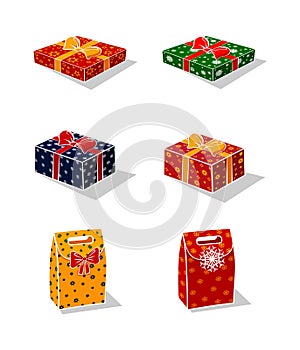 Gift boxes. Isolated objects. New Year`s and Christmas.