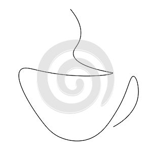 Cup of tea, one line drawing design, vector illustration