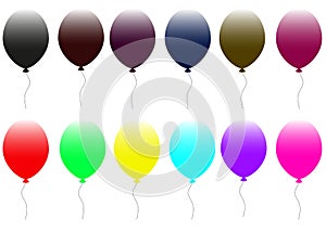 Web balloons set background. vector flying balloons with ribbon...