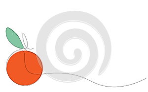 Orange background, fruit continuous line drawing vector