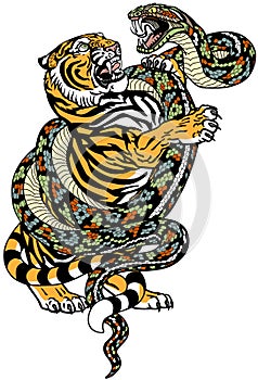 tiger versus snake tattoo