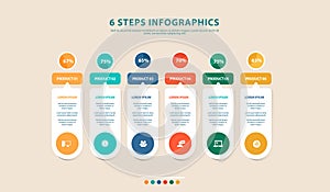 6 steps infographic,  vector banner can be used for workflow layout,