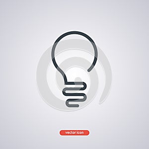 Light bulb icon isolated on a gray background. Symbol of idea. Line icon minimal style. One line illustration.