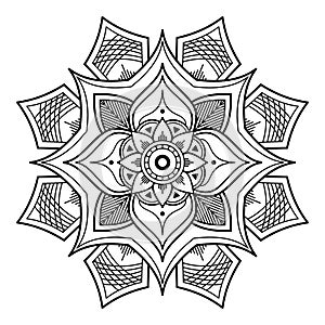 Black and white mandala for coloring page