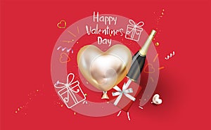 Happy ValentineÃ¢â¬â¢s Day,Pink watercolor style,Sale promotion banner, poster or flyer vector illustration 3D style
