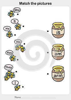 Match the picture Subject pronouns Help the bees to the honey pot.