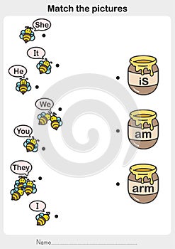 Match the picture Subject pronouns Help the bees to the honey pot. photo