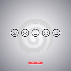 Emoticons icons set in minimal style isolated on gray background. Modern line style.