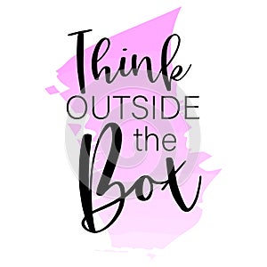 Think outside of the box title on pink watercolor brush background