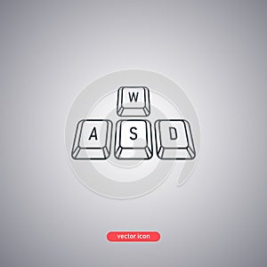 WASD icon Isolated on a gray background. Gamer keyboard in the style of lines. photo