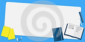 Flat Lay top view staionary vector mockup set.