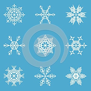 Vector ice crystal icons set background