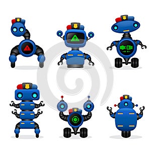 Vector police officer robot set