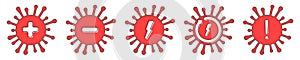 Coronavirus flat icon set. positive, reinfection photo