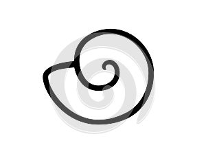 Seashell. Sea small seashell - vector linear pictogram or logo. Shellfish from the ocean in a shell - vector icon for logo. Outlin photo